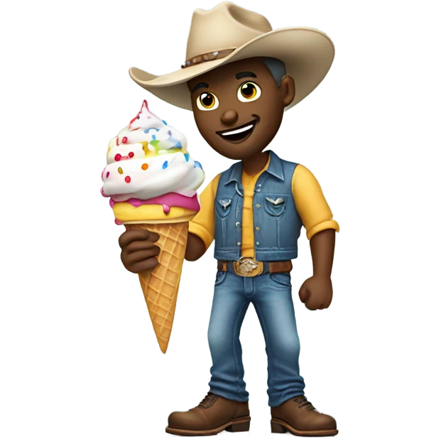 Cowboy eating ice cream emoji