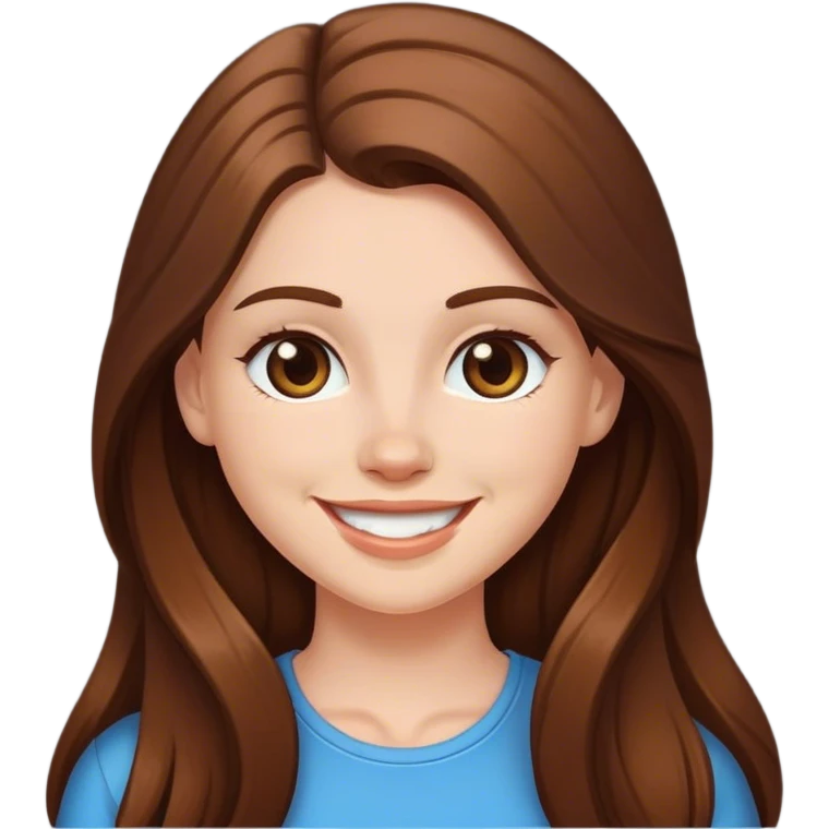 white girl with long brown hair smiling emoji