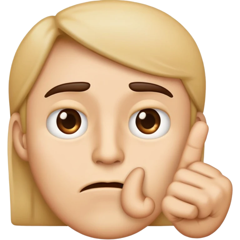 Emoji qui regarde mal avec un sourcil en l’air et l’index au coins de sa bouche et sa bouche dois être comme ça 🫦 emoji