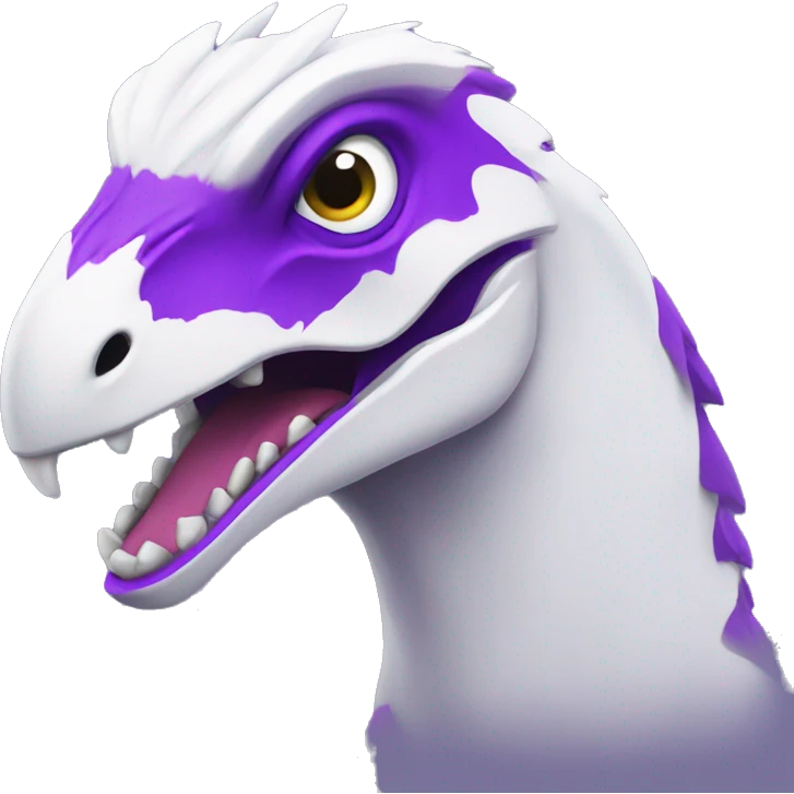 white outlines, purple raptor, in shock, head only emoji