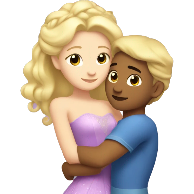 A princess with blonde hair hugs Aries emoji