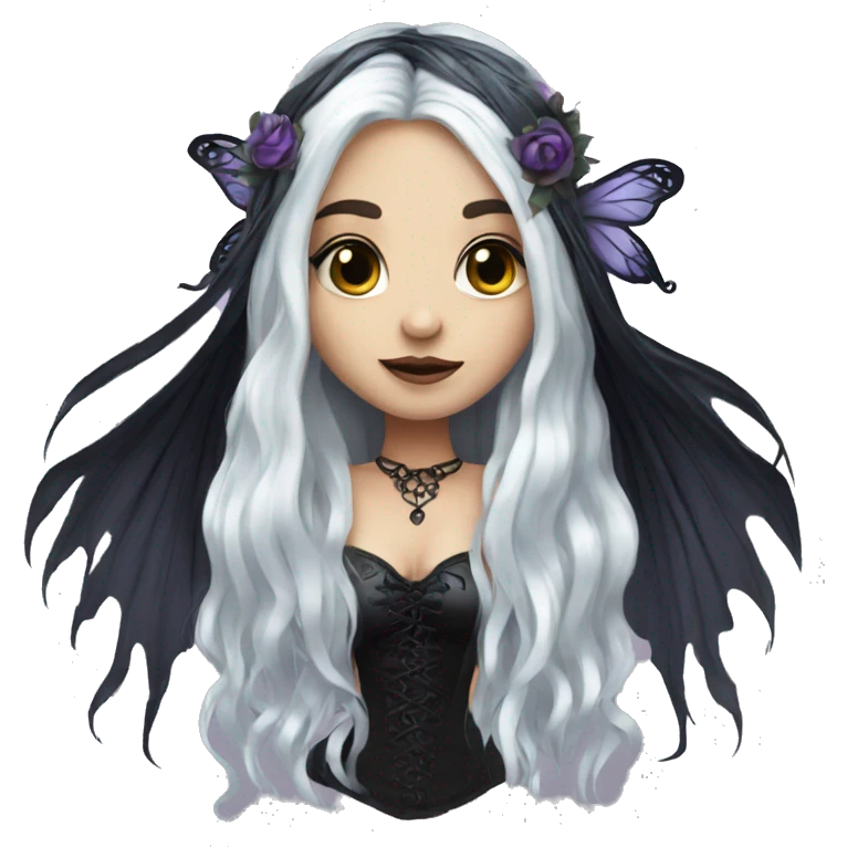 beautiful gothic fairy with long flowy hair emoji