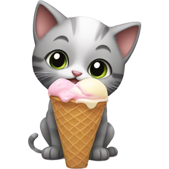 kitten eating ice cream emoji