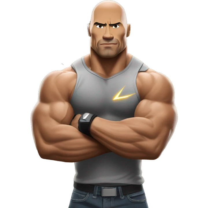the rock double biceps with lightning bolts emoji