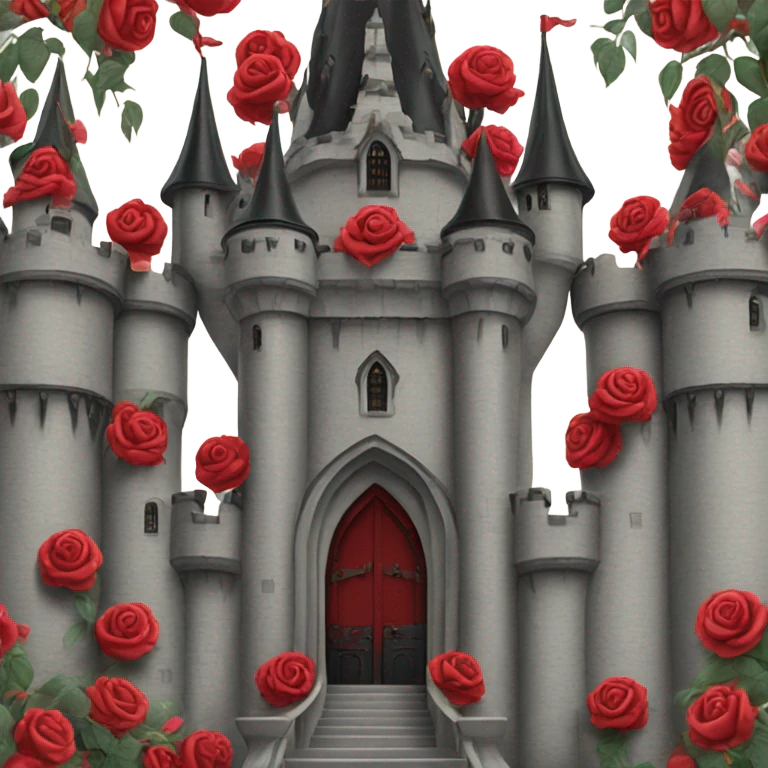 Black and red gothic castle with roses emoji