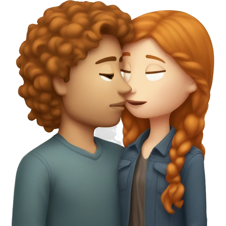 Brown hair girl kissing ginger guy emoji