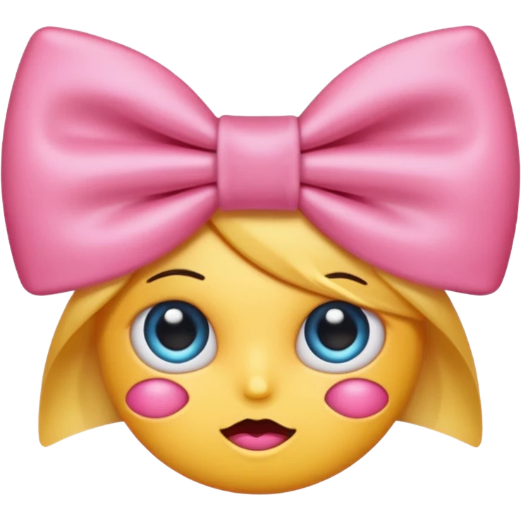 Eye twitching emoji with pink bow emoji