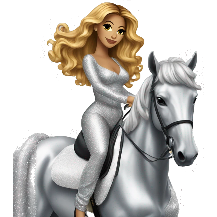 beyonce on silver sparkling horse  emoji
