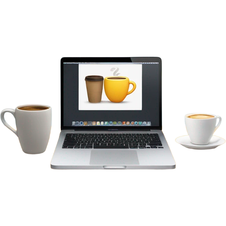 macbook with coffee emoji