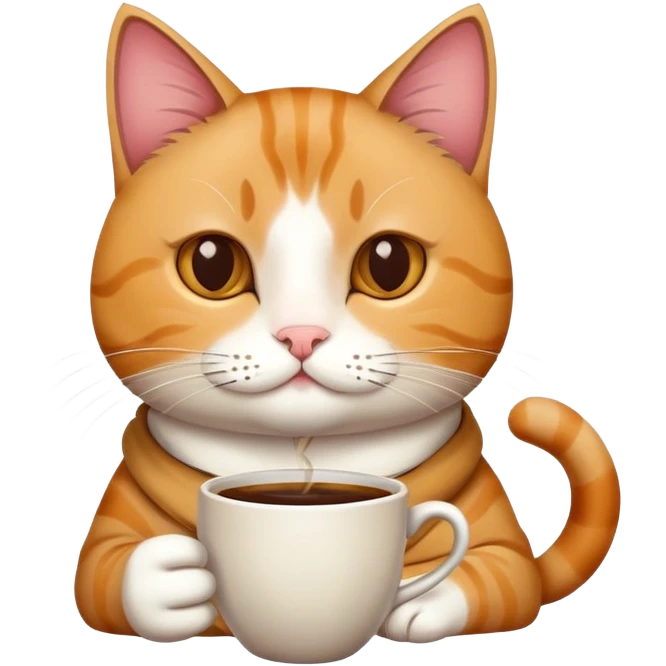 Cat drinkong coffee and chilling emoji