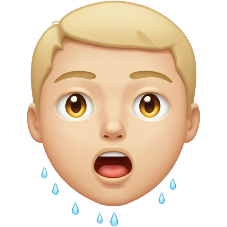 face with an extremely intense expression of pleasure, eyes tightly shut, mouth wide open, flushed cheeks, sweat drops emoji