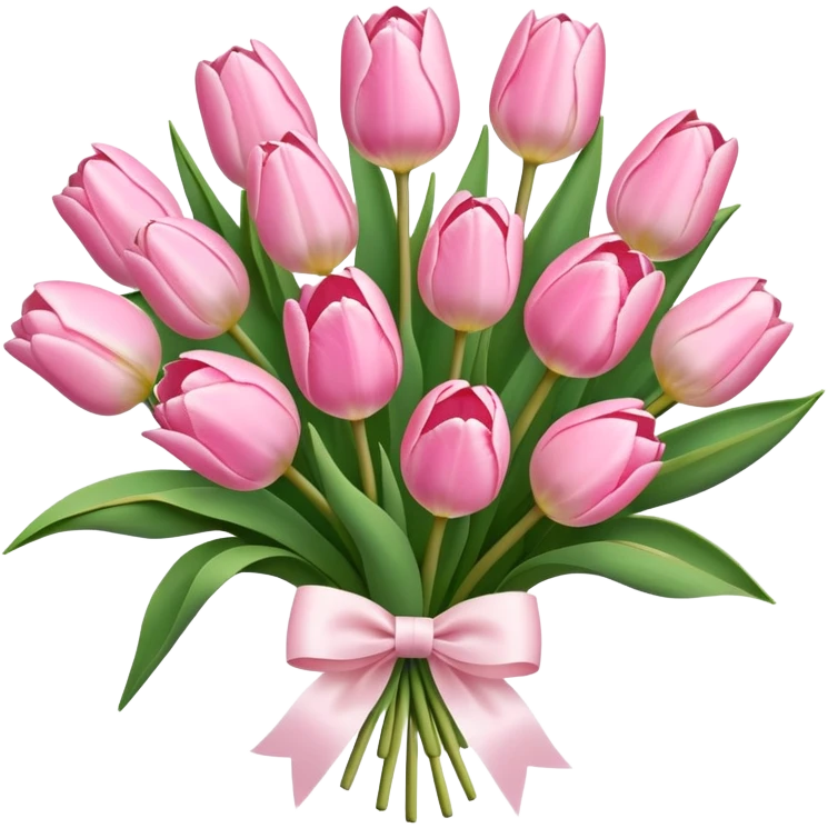 Pastel pink tulip bouquet with bow emoji