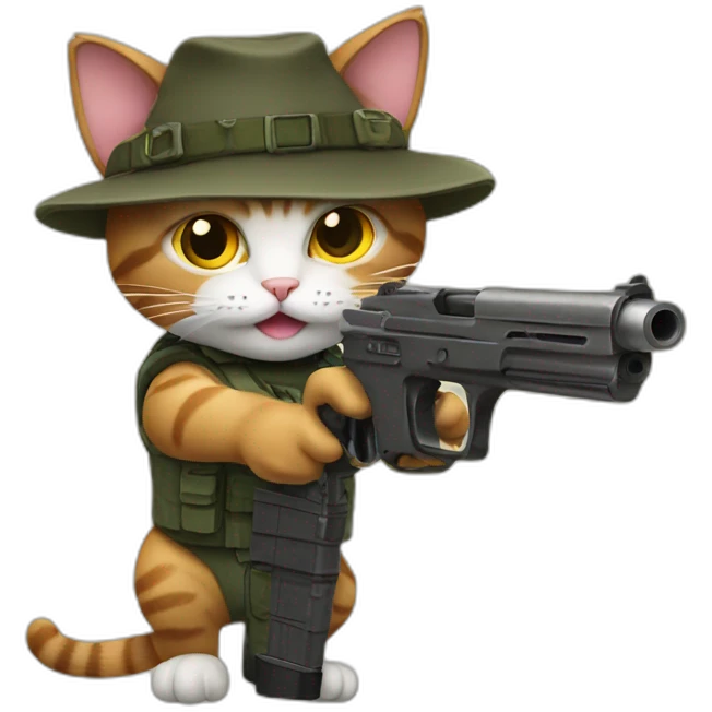 cat aiming a gun emoji