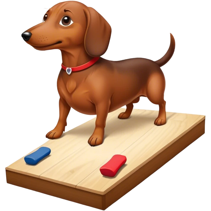 Wiener dog playing cornhole emoji