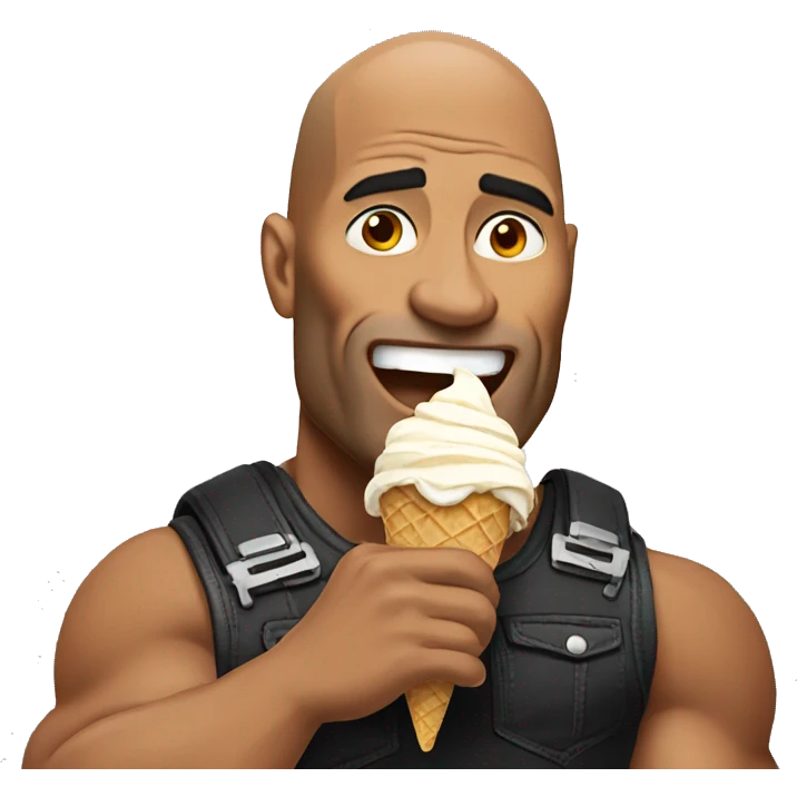 The rock eating a ice cream emoji