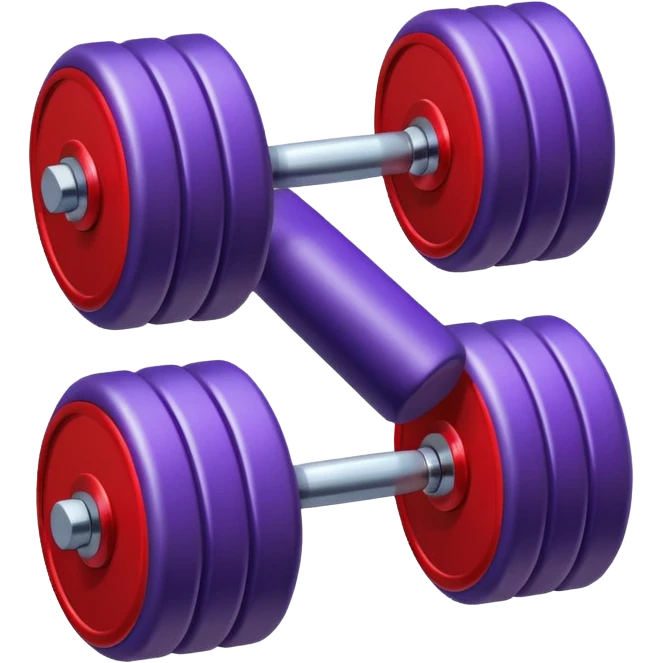 one purple red dumbbell, fitness weight emoji