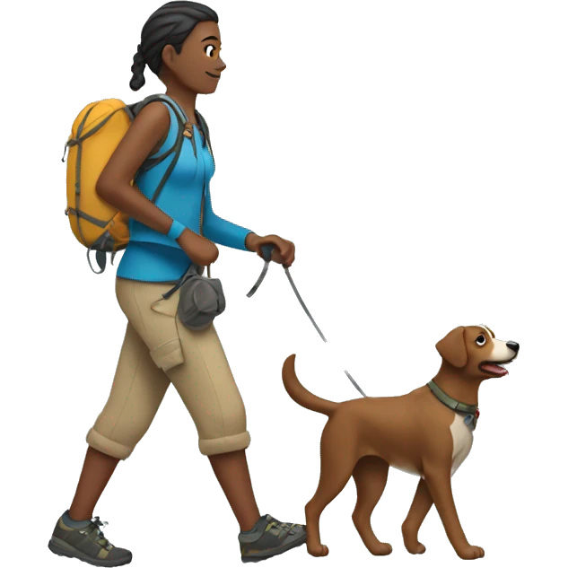 person hiking with dog emoji