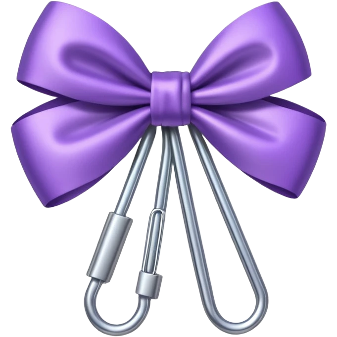 one silver paper clip with a purple bow in the middle emoji