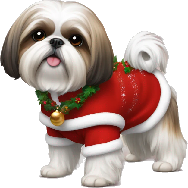 Shih tzu with christmas clothes  emoji