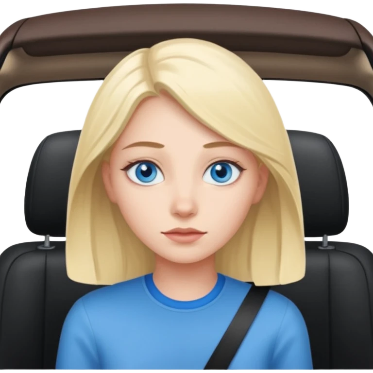 girl in car interior with blue eyes emoji