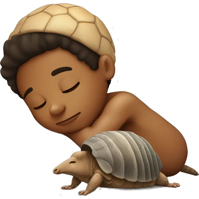 Boy sleeping with an armadillo  emoji