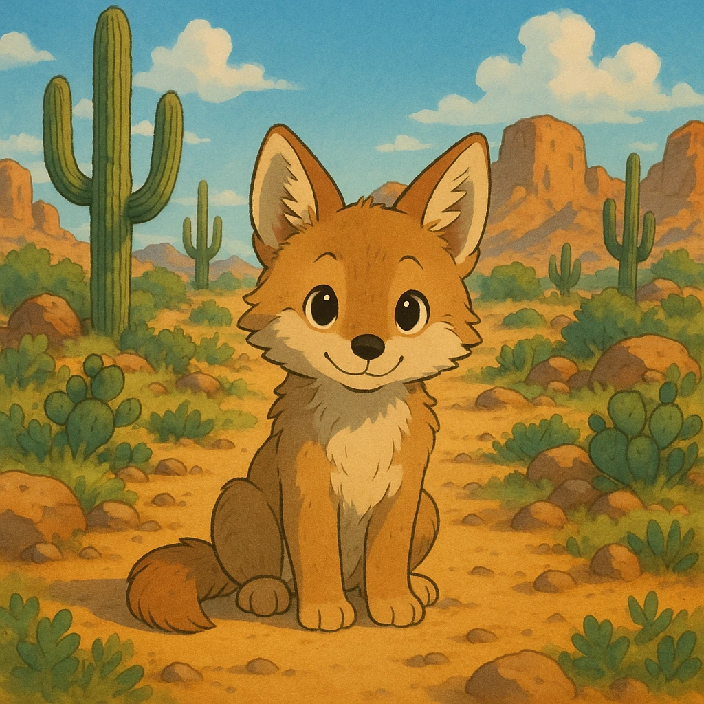 cute coyote pup in the sonoran desert emoji