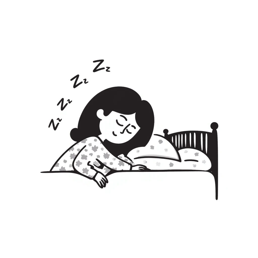 hand-drawn sleeping girl with zzz above head emoji