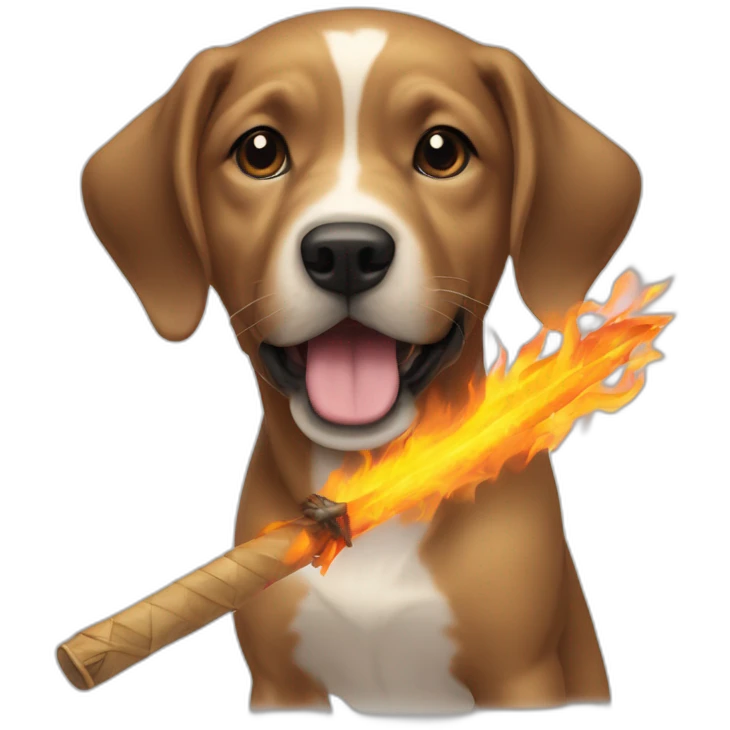 chien qui tien un lance flame emoji