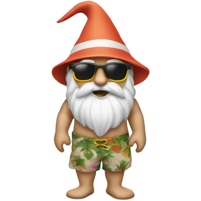 beach gnome with beard, bikini, and sunglasses emoji
