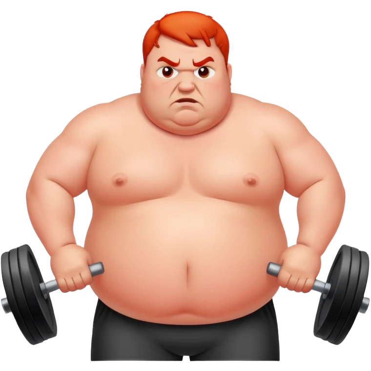 A fat man working out at the gym  emoji