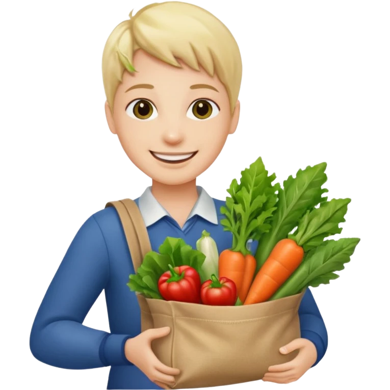 house holding vegetables bag emoji