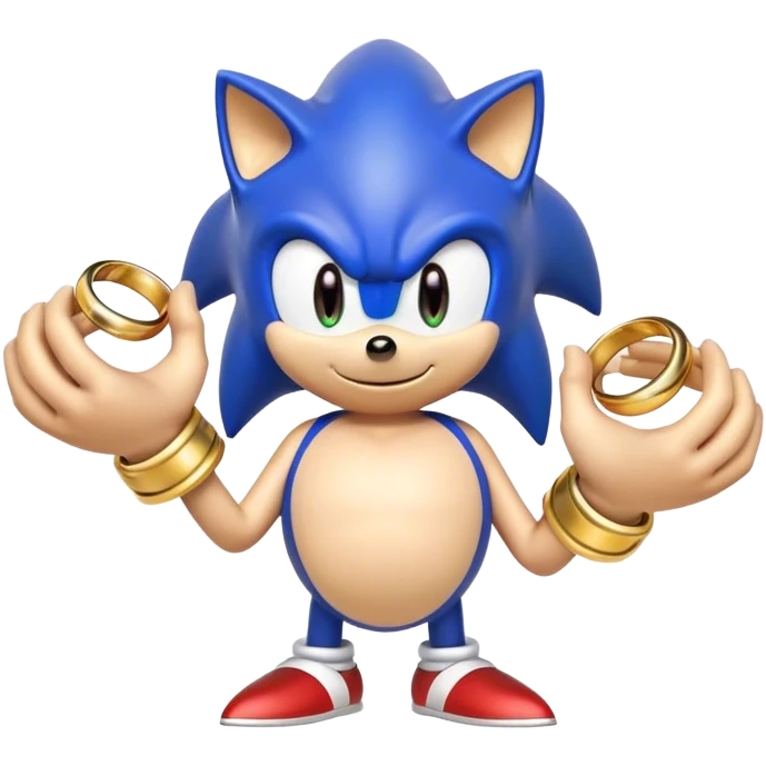 Sonic with different colour and hand full of gold rings  emoji