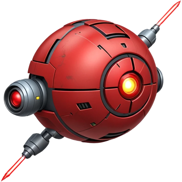 flying orb shaped futuristic targeting droid acquires target and paints with laser. sci-fi war. no propellers  emoji