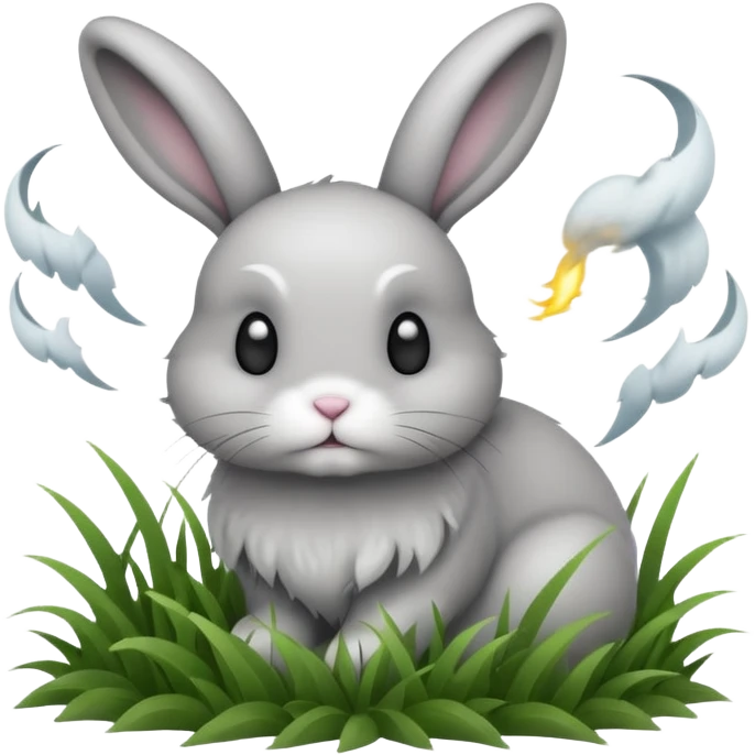 A bunny in grass with a tornado in the background  emoji