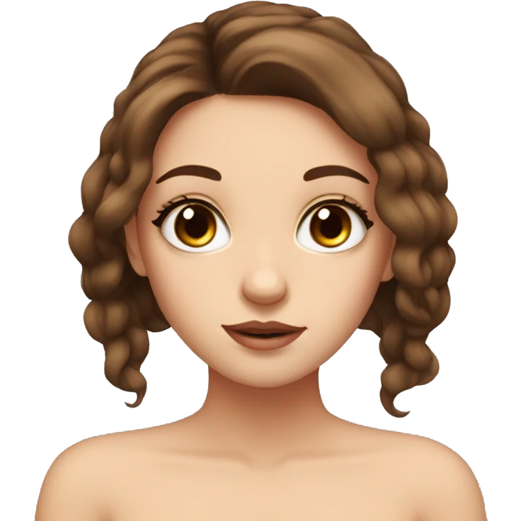 girl with brown hair, long eye lashes, gorgeous emoji