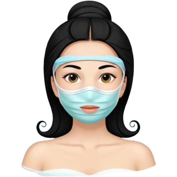 Lady with face mask black spa beauty full face relaxing emoji