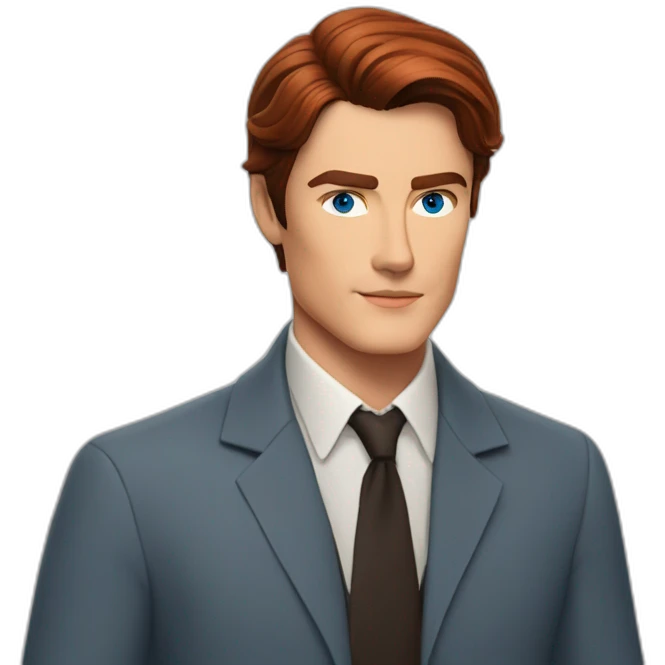 Alain Delon young teacher blue eyes short red hair emoji