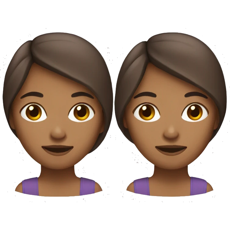 women with straight, brown, middle hair  emoji