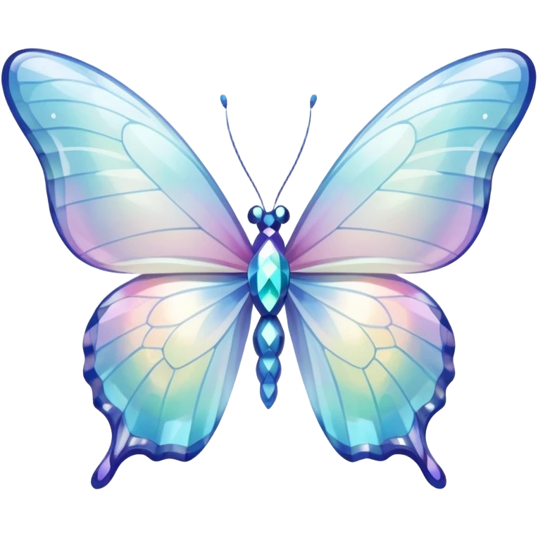 Pastel white iridescent glass crystal butterfly emoji
