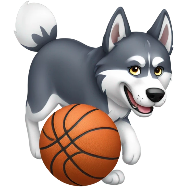 Husky playing basketball  emoji