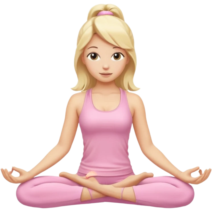 blonde yoga girl light pink clothes n emoji