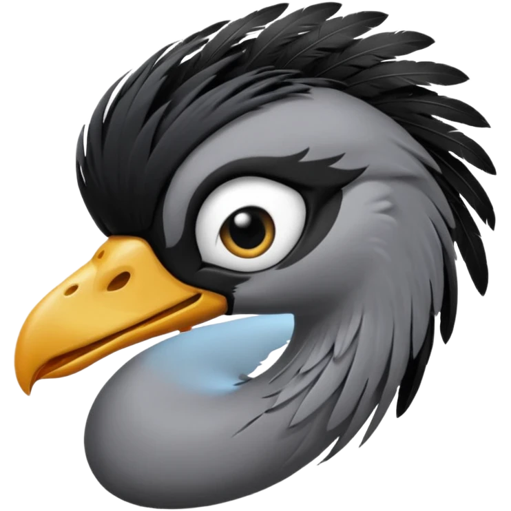 goose head that is emo with swoop of bangs over one eye emoji