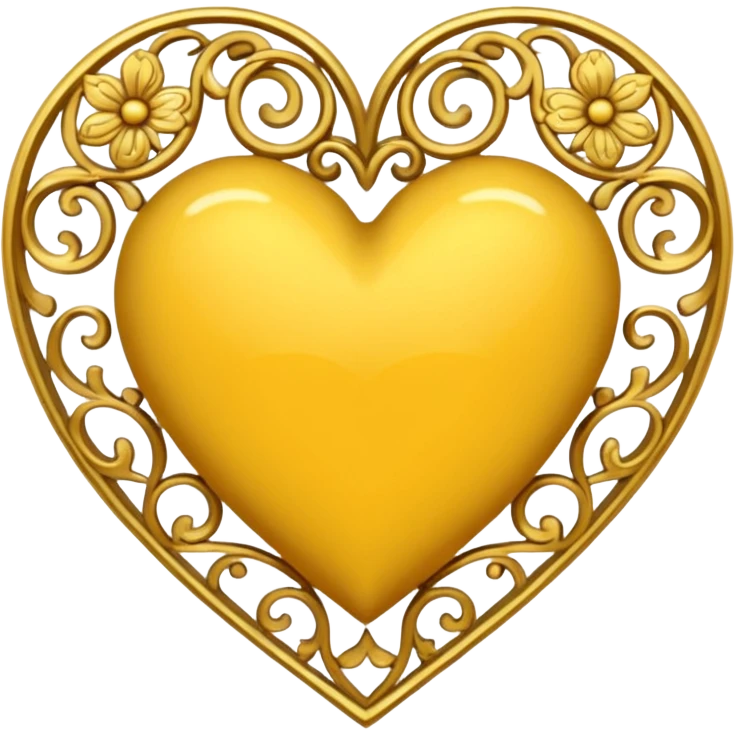 yellow heart with a golden filigree emoji
