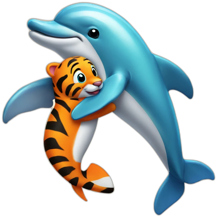 Dolphin hugging a tigger emoji