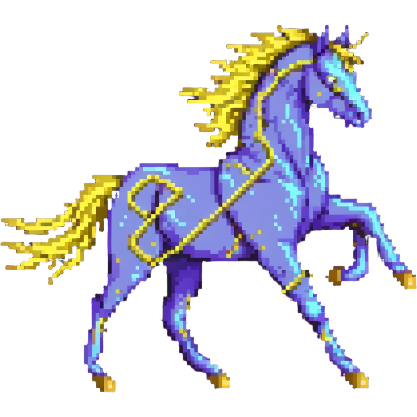 yellow fast electric horse made of electricity, bolts, visible yellow wires, lightning, blue electricity details, galloping emoji