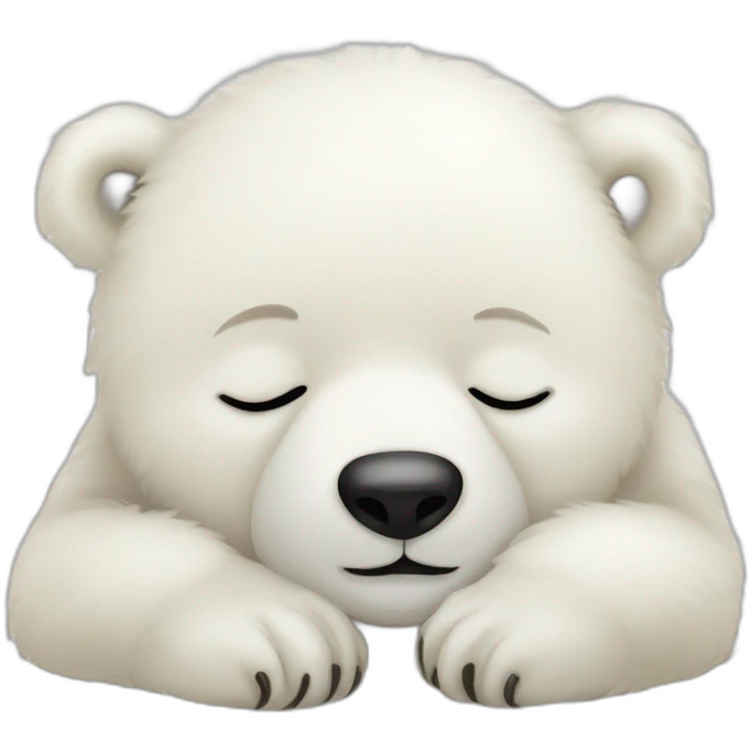 Baby polar bear sleeping nose point right transparent background e emoji