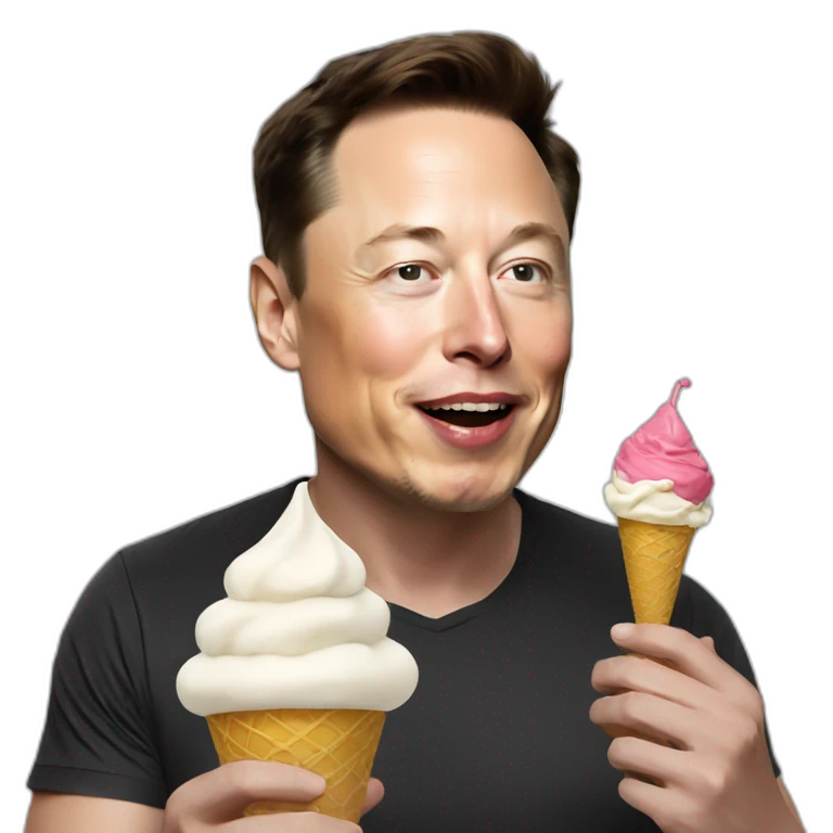 Elon musk eating an ice cream emoji