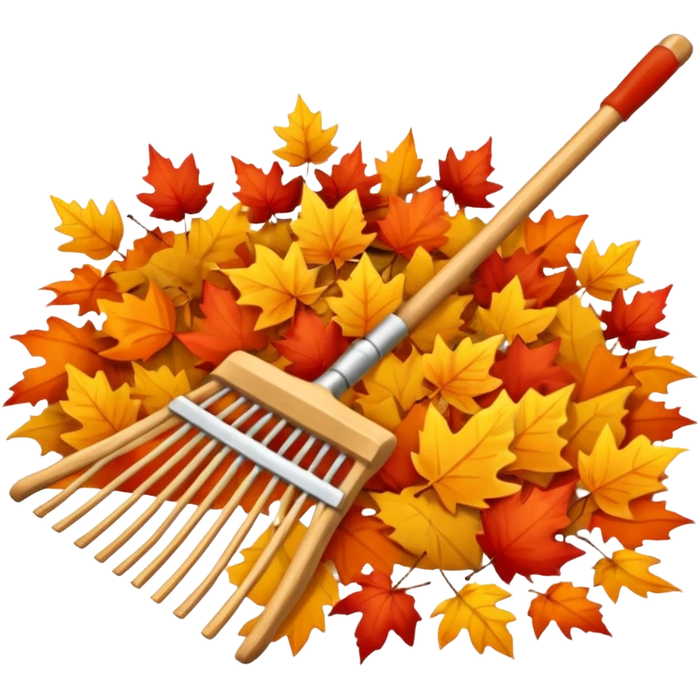 rake and autumn leaves emoji