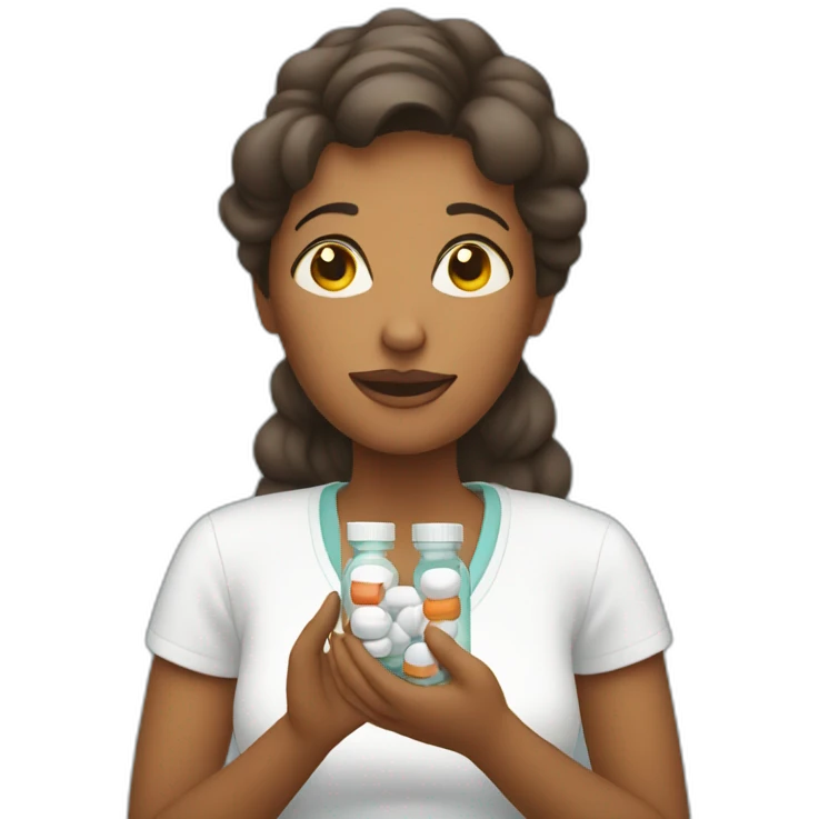 mom holding pills emoji