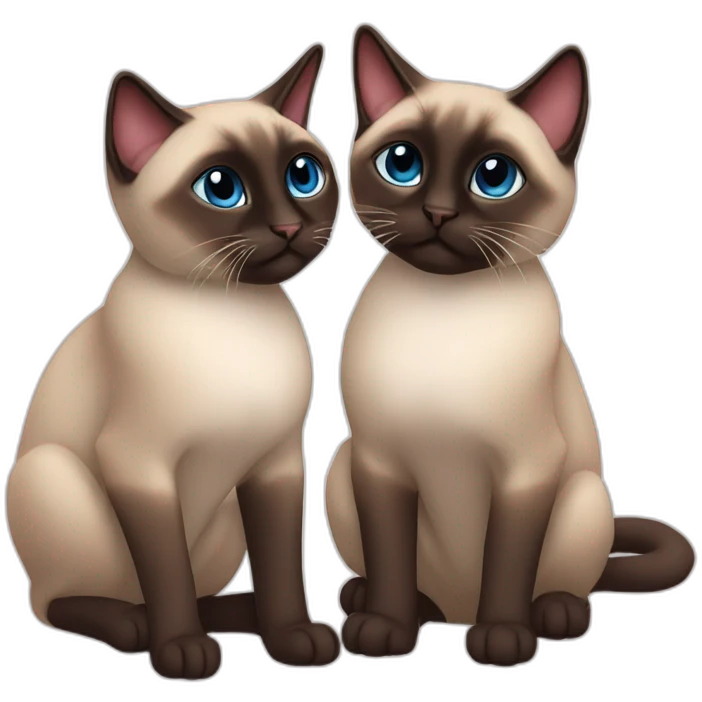 2 Siamese cat love, kiss emoji